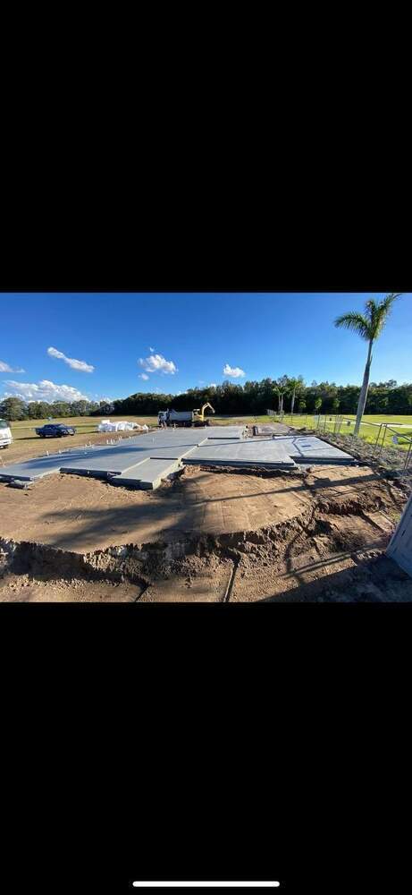 Precast concrete panels being installed on site